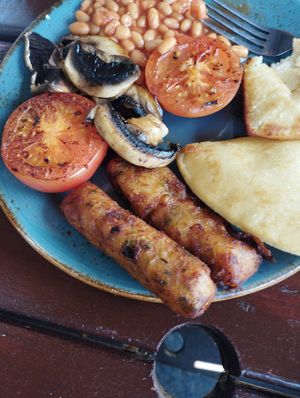 Veggie sausage at Shutters in Killin