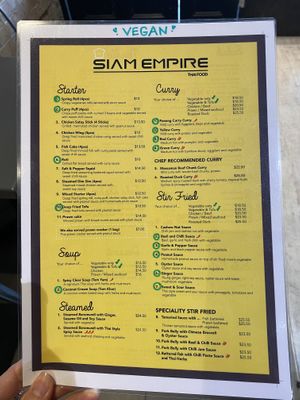 Lots of vegan options and a separate menu.  at Siwa Lee in East Gosford