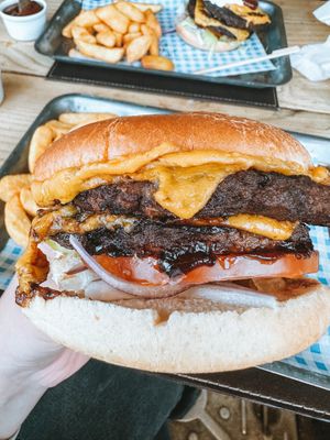 Double burger  at The Half Moon Inn in Telford