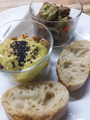 2 vegan items - good but unjustifiably expensive! at Gloria Bendita - Food Stand in Bilbao