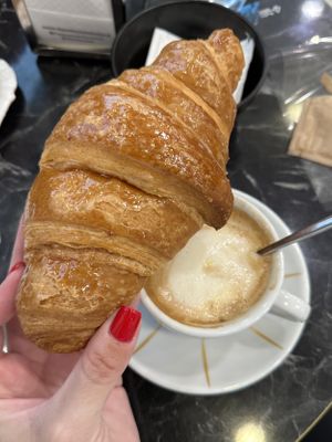 Vegan cornetto and soy milk capuccino  at De Vivo dal 1955 in Pompei