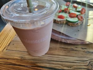 Go Getter smoothie ans hummus toast at Kale Me Crazy - Midtown Atlanta in Atlanta
