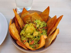 Homemade Nachos and guacamole at Shambala Lounge Bar in Cuenca