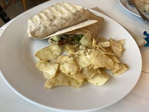 Vegan falafel wrap  at Black & White Cafe and Bakery in St Peters Bay