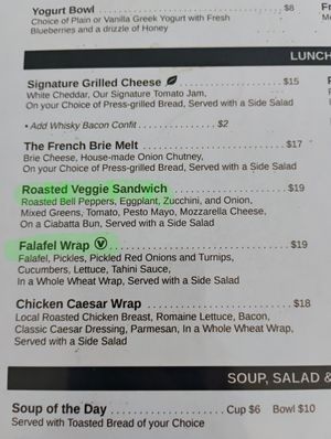 Our lunch choices. at Black & White Cafe and Bakery in St Peters Bay