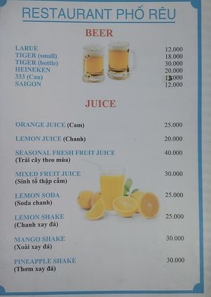 Drinks  at Phố Rêu Restaurant Coffee in Hanoi