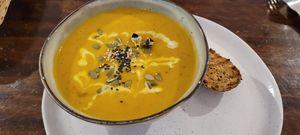 Pumpkin soup at Tafru Restaurante in Pisac