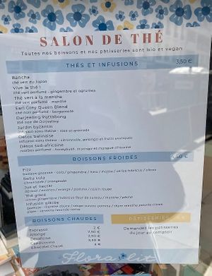 Their menu, fully vegan at Flora Lit in Paris