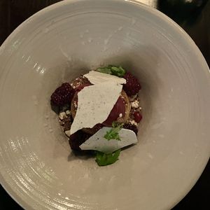 Almond cake with blackberry sorbet   at Natur in Gothenburg