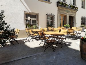 Outdoor seating at Atrium Hotel Restaurant in Baden