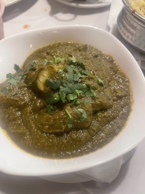 Saag aloo puréed like soup not enjoyed   at Everest Spice in Fuerteventura