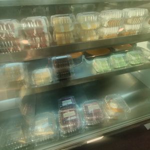 The cake display / bad camera quality made this look like a Wong Kar-Wai filter at Loving Hut Glendora in Glendora