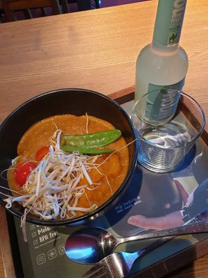 Vegan Lentil Dal with rice at My Indigo Rosenheim Stadtmitte in Rosenheim