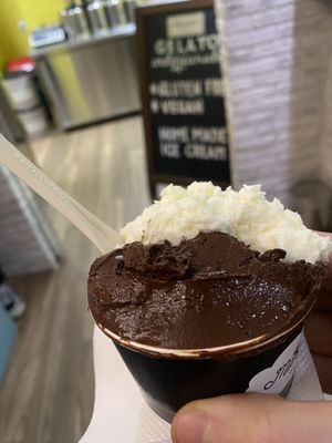 Dark chocolate and coconut   at Marshall's Gelato in Kotor