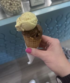 Pistachio and dark chocolate   at Marshall's Gelato in Kotor