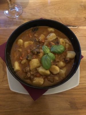 Vegan goulash with gnocchis  at Pivnica Cont in Rijeka