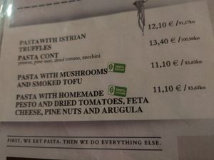 Menu - Pastas at Pivnica Cont in Rijeka