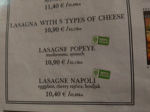 Menu - Lasagne at Pivnica Cont in Rijeka