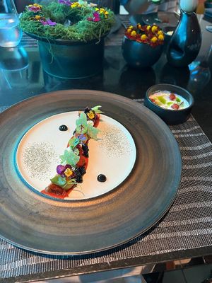 First vegan course - tomatoes   at Koral Restaurant  in Nusa Dua