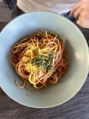 Spaghetti bolo (1 of 3 vegan lunch options)  at Little Ripper Cafe in Tabanan