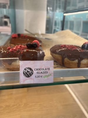Chocolate glazed vegan   at La Donuteria in Paris