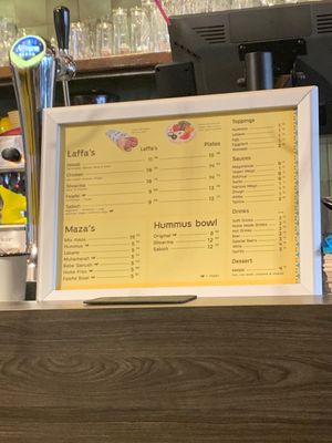 Menu  at Laffa in Amsterdam