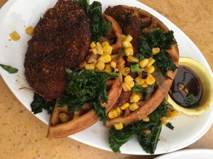 Chicken and waffles are amazing!  at Native Foods in Costa Mesa