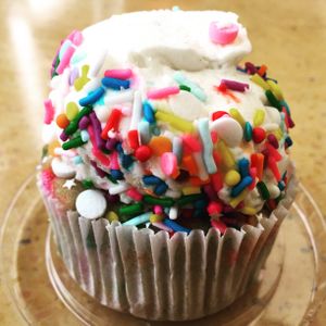 Funfetti vanilla cupcake  at Native Foods in Costa Mesa