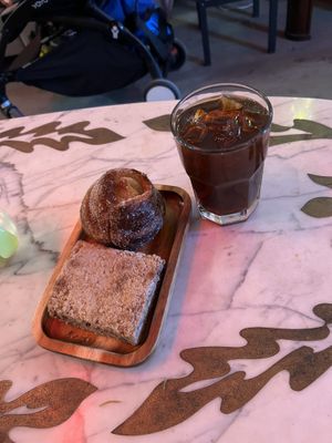 Delicious coffee and vegan goodies!  at Principles in Brooklyn