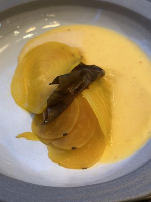 Many ways beets including smoked beets  at ansvar - Greenery Lab in Copenhagen