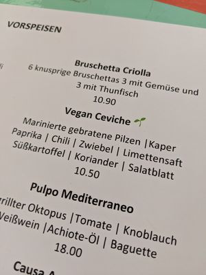 menu at La Preferida in Frankfurt