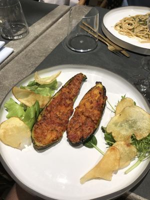 zucchine ripiene di ragú vegano  at FITO - Ristorante Vegetale e Cocktail Bar Botanico in Castiglioncello