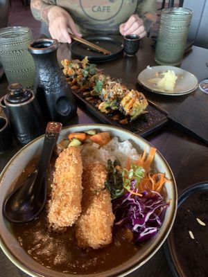 Tofu Katsura and volcano roll   at Nori in Austin