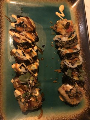 Volcano and dragon rolls   at Nori in Austin