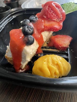 Beyond the delicious sushi for Happy Hour, their cheesecake for dessert was incredible !  at Nori in Austin