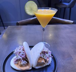 Bao and mango mock tail   at Nori in Austin