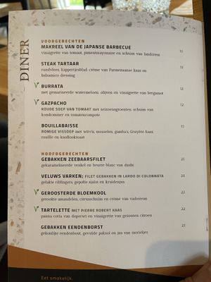 Menu  at Restaurant Krelis in Uitgeest