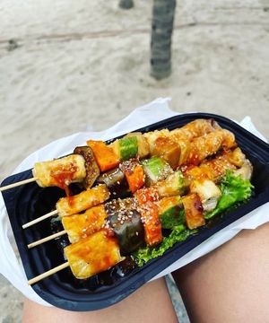 Veggie skewers at Chay Corner in Hue