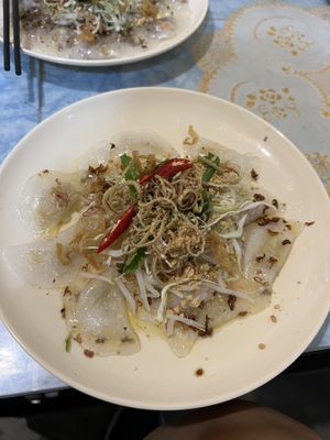 The best dumplings in Hue. Tapioca dumplings with mung beans   They have vegan options too.   at Chay Corner in Hue