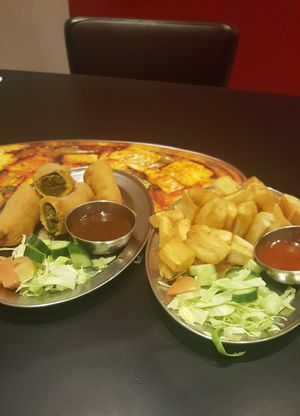 Selection of cassava and other bites at Shobhas in Birmingham