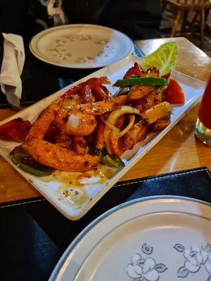 Vegan spicy potato wedges at Kool Runnings Jamaican Restaurant in Inverness