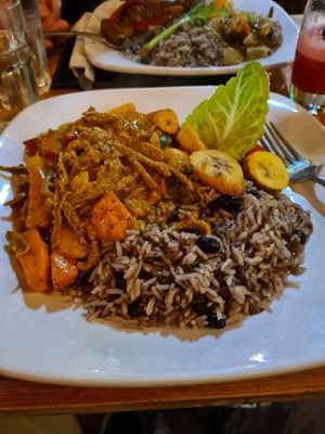 Vegan chicken korma at Kool Runnings Jamaican Restaurant in Inverness