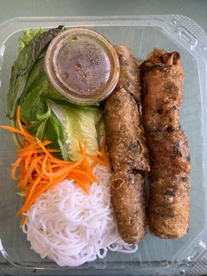 Veggie imperial rolls with vermicelli  at  Viet Quan in San Francisco