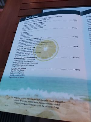 Carta amb caneló vega at Puerto Limon in Palafrugell