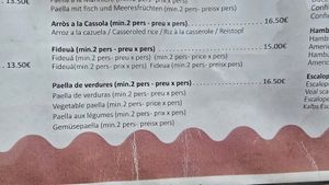 Vegetable paella on menu at Puerto Limon in Palafrugell