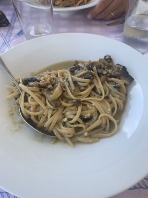 Vegan carbonara   at Ouzeri in Santorini