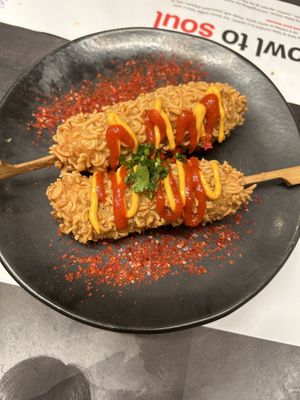 Korean corn dog   at Wagamama - Valley Centertainment in Sheffield