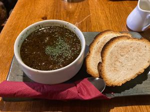 French onion soup  at The Moulin Hotel in Pitlochry