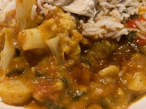 Spinach and cauliflower curry  at The Moulin Hotel in Pitlochry