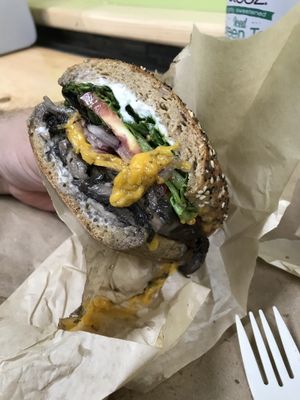 Vegan portobello melt. SO GOOD at Soto's True Earth Market in Cambria